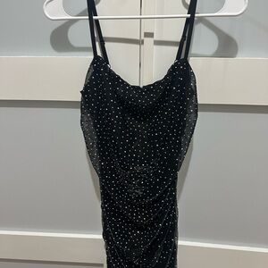 Black Bodycon Dress with Rhinestones